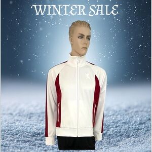 Express Men's Winter Jacket { Medium : 16 ½ / 16 ⅝ / 35 / 35 ¼ } Red & White